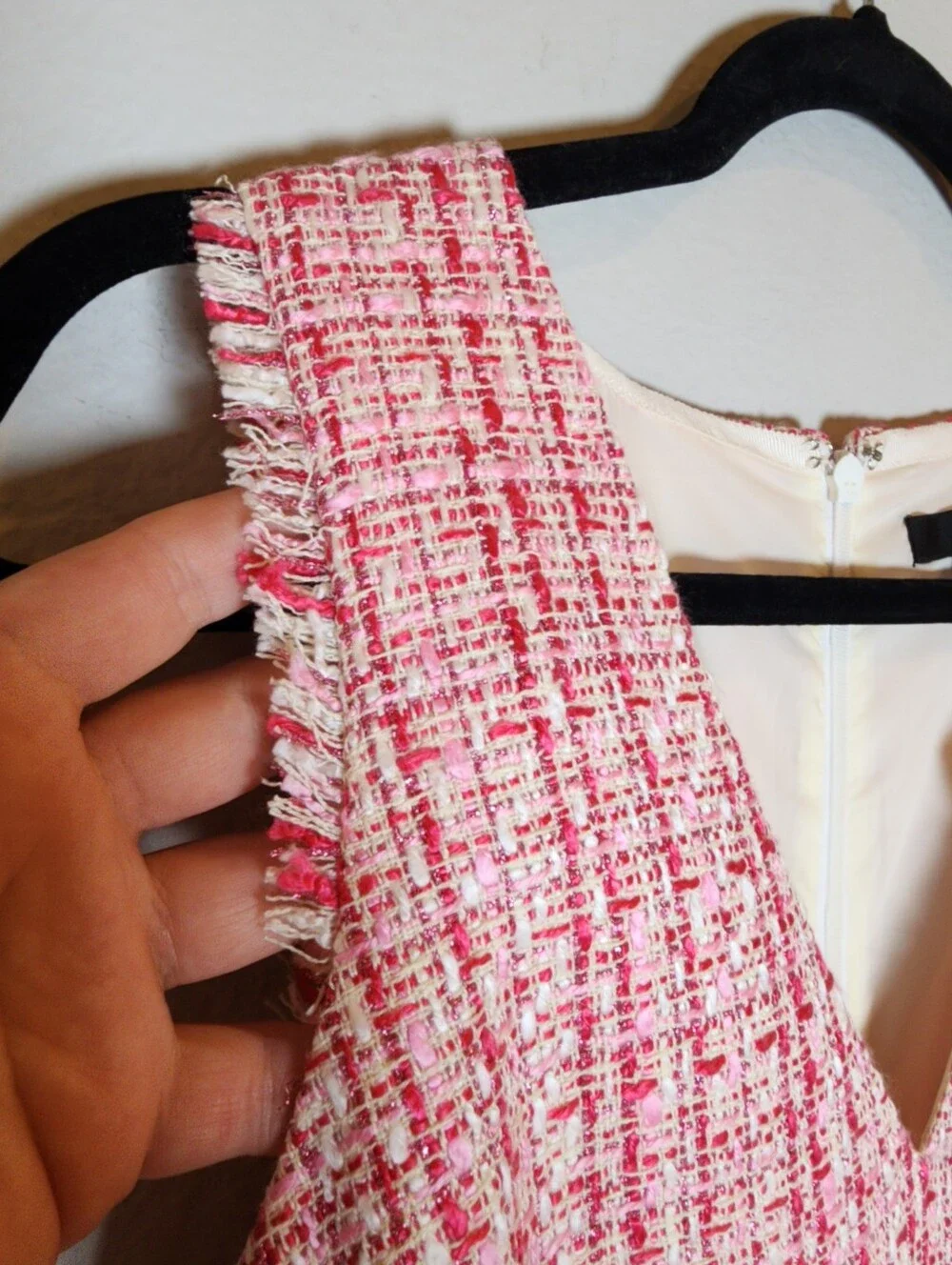 NWT J. Crew Pink Tweed Sleeveless V-neck Sheath Dress Women's Size 8 - Picture 2 of 16